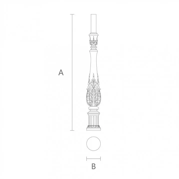 Elegant wooden stair baluster L-103 drawing