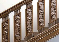 Wooden staircase newel post L-092.1 &mdash; a vertical post for supporting the handrail or balustrade of the staircase