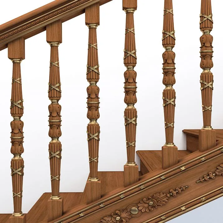 Wooden staircase baluster L-046 in classic style with symmetrical design