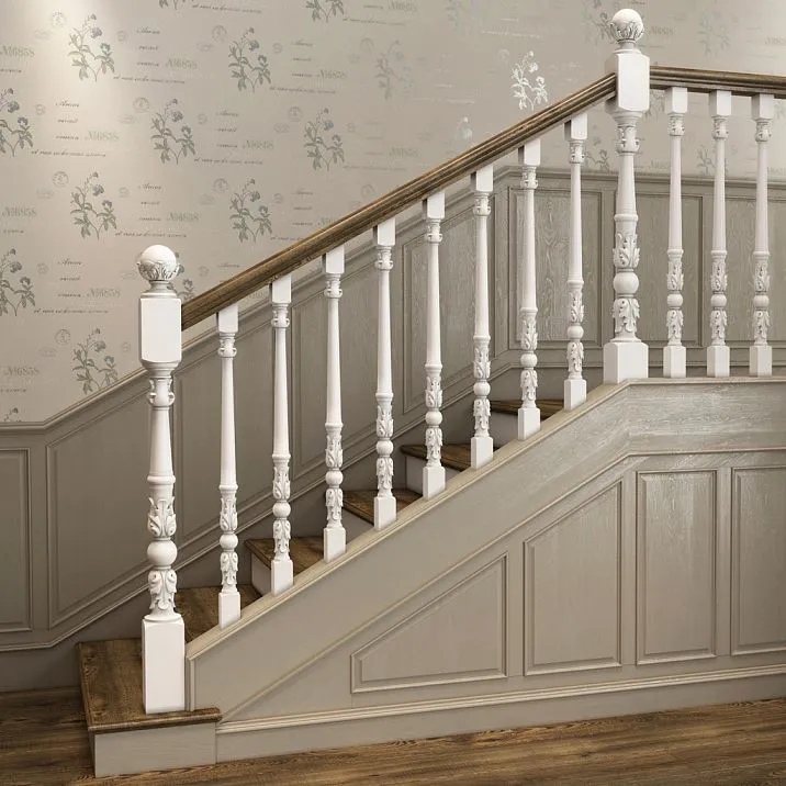 Interior photo of wooden stair post L-078