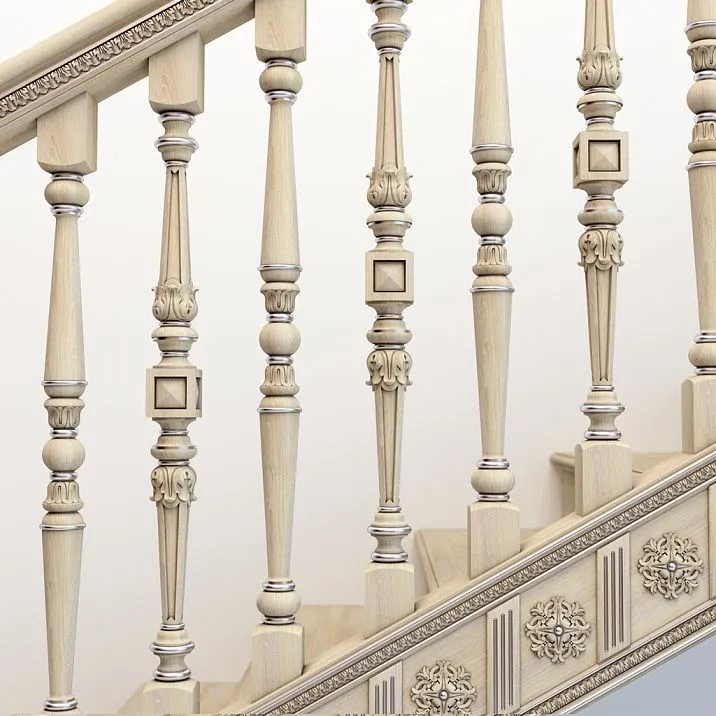 Carved staircase detail L-026 baluster close-up photo