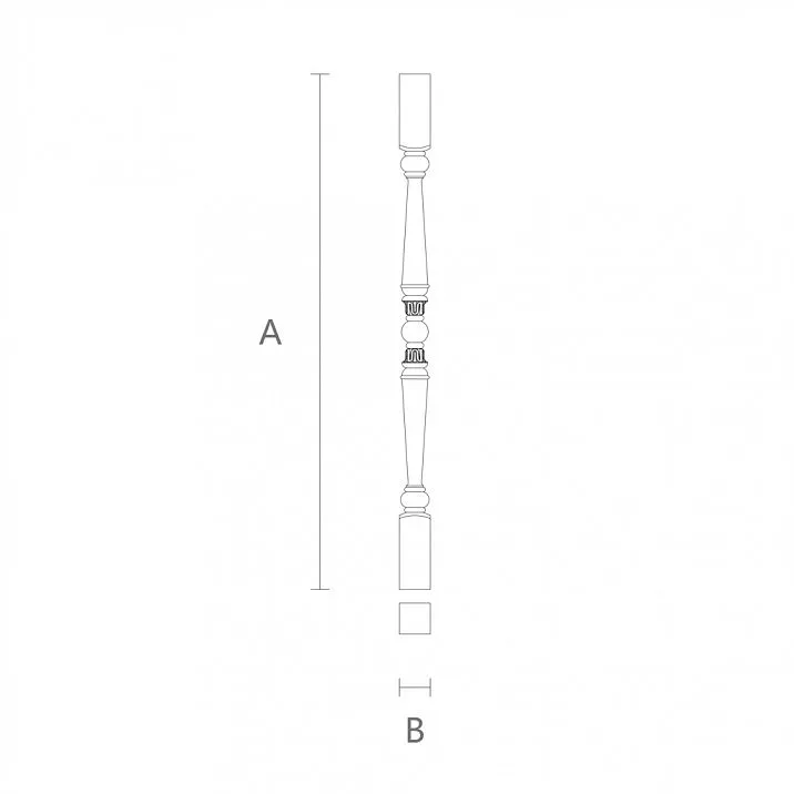 Wooden baluster L-026 with carving drawing
