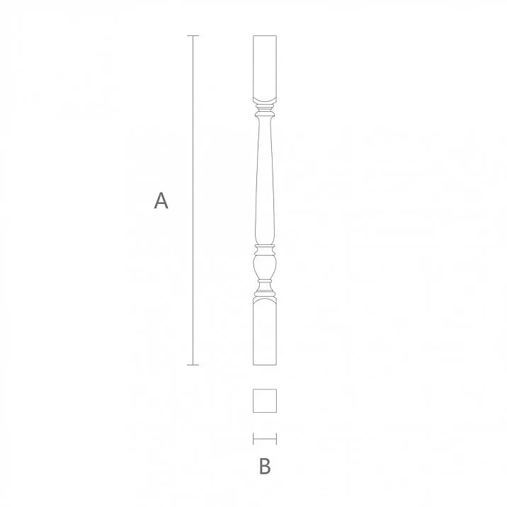 Drawing of the stair baluster L-054 with minimalist and elegant design