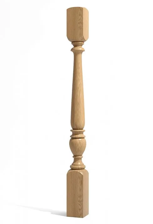 Turned stair post from solid beech and oak