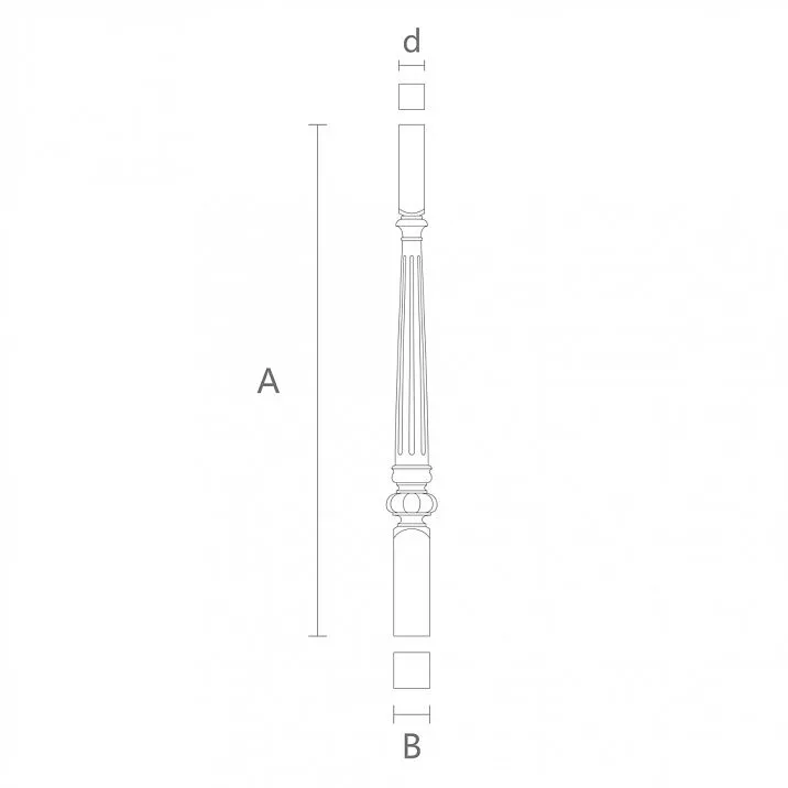 Wooden stair baluster L-060 in a classic interior &mdash; drawing