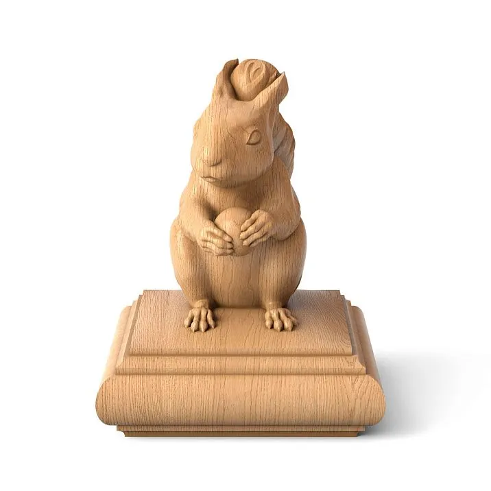 Finial on post L-066 for balcony railings with a squirrel