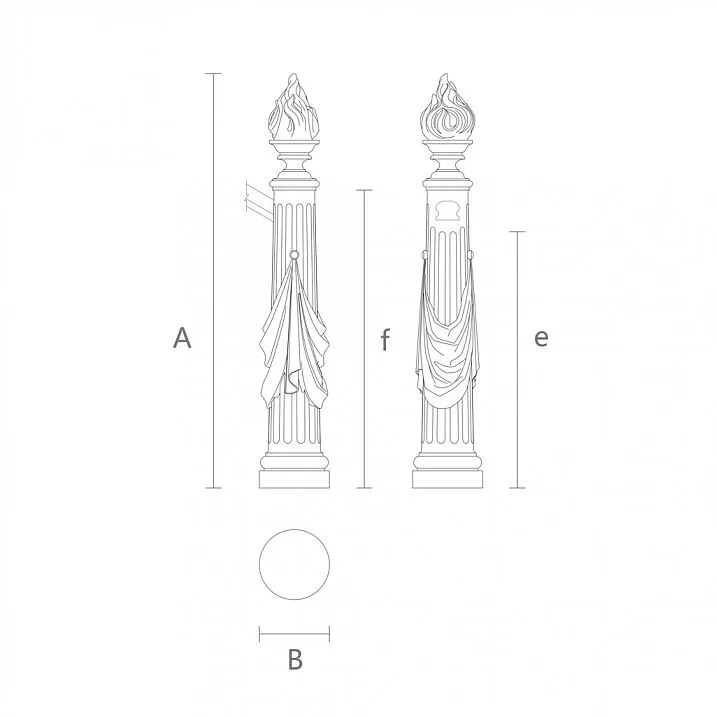 Drawing of carved staircase post