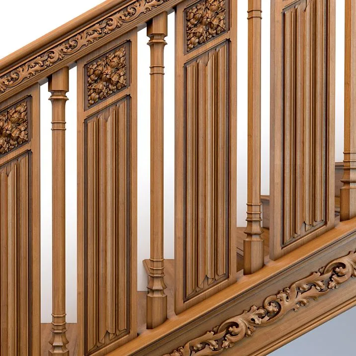 Wooden baluster L-095 from natural wood, photo of staircase details