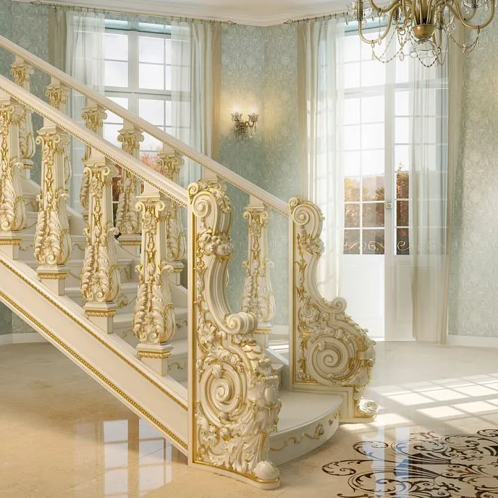 Wooden stair post L-107L - staircase in interior photo