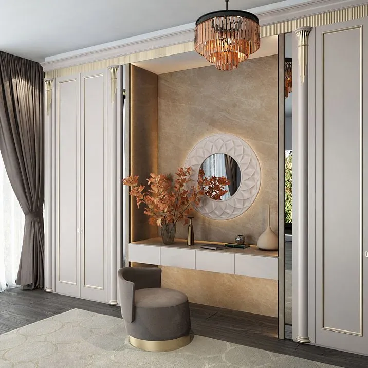 Carved Capital KL-062 made of wood for decorative columns for furniture and walls in interior
