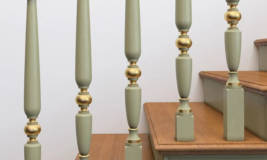 Olive-gray balusters for a classic interior