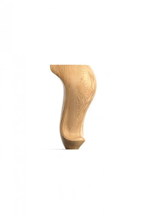 Wooden bed leg with curved shape