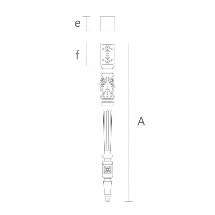 Drawing of carved leg for console, for table with decoration