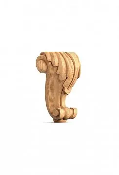 Curved wooden leg with wooden decoration