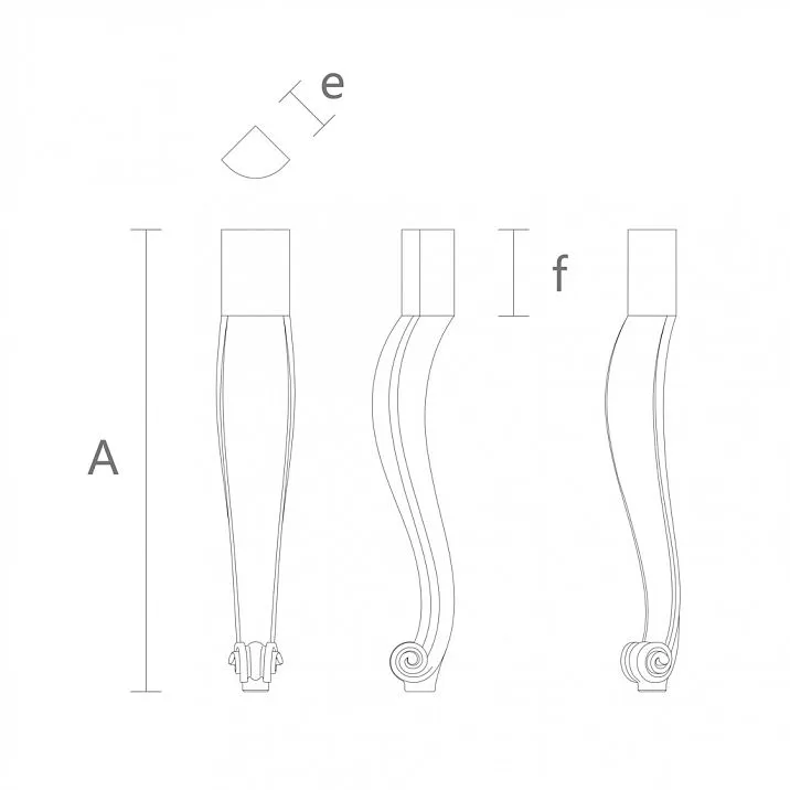 Carved furniture leg MN-021.1, drawing