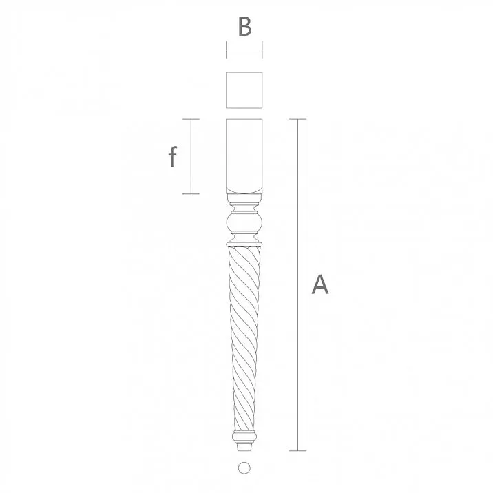 Drawing of the wooden furniture leg MN-033 for tables, consoles