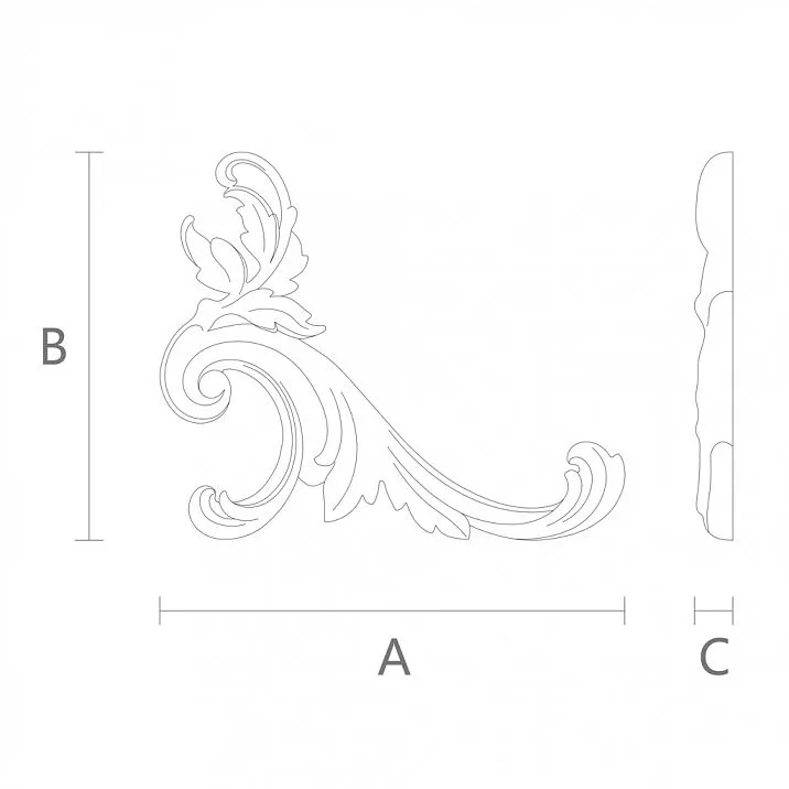 Polyurethane appliqu&eacute; NPU.VRS-002-4L for facade drawing