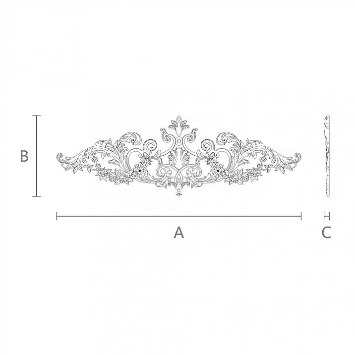 Schematic drawing of NPU.VRS-006 decorative molding with dimensions indicated