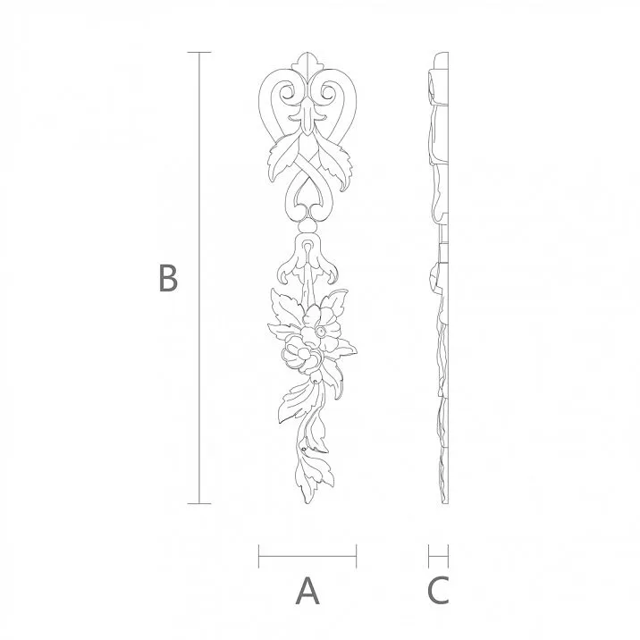 Drawing of molding decoration NPU.VRS-012 with dimensions