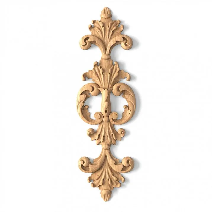 Carved wooden applique N-020 in the shape of a flower with curved petals