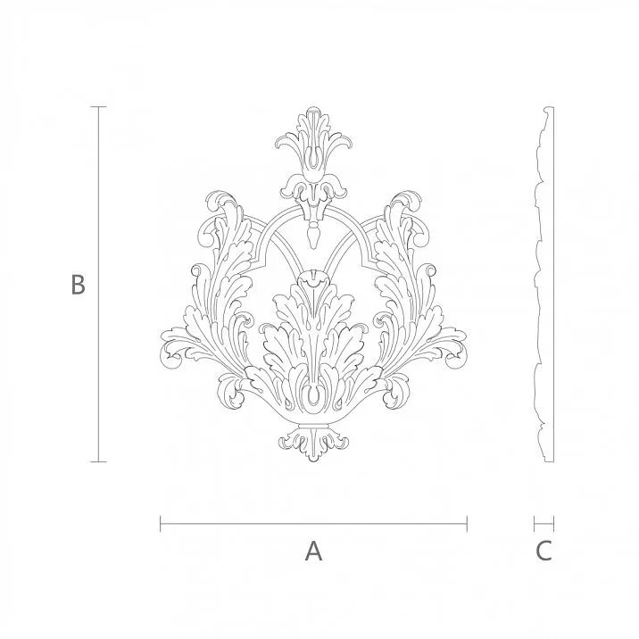 Wooden carved decor N-026.1 - decorative element drawing