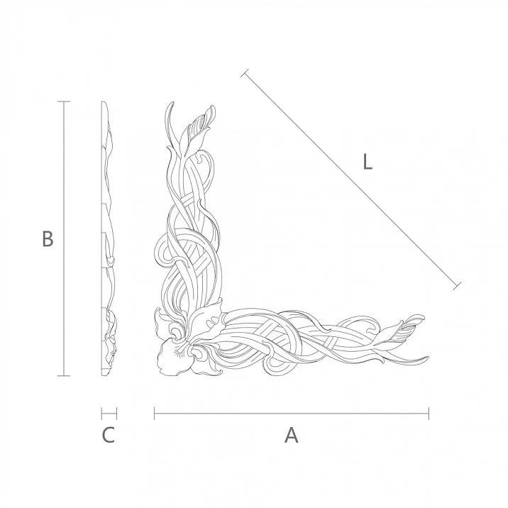 Decorative overlay made of oak or beech with floral pattern
