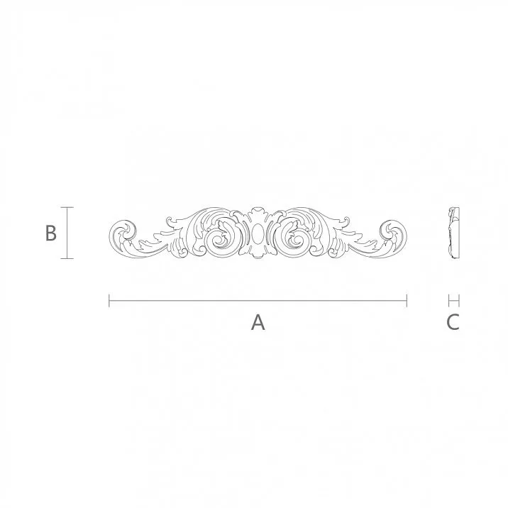 Carved applique N-092 with product drawings