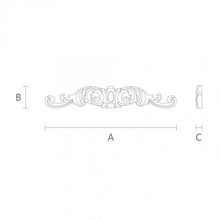 Wooden applique for decorating surfaces, drawing