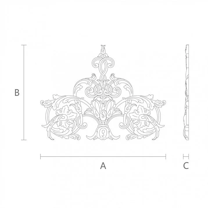 Interior decoration drawing, carved inlay N-157.1
