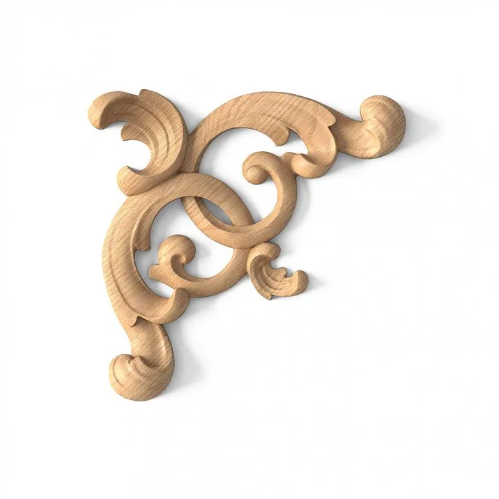 Wooden carved applique N-167L with floral and leaf ornament for doorways