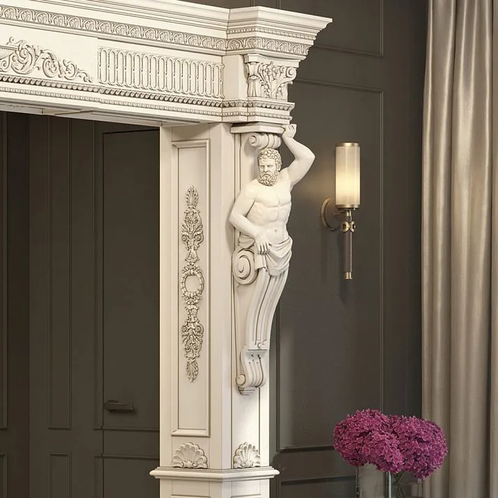 Carved applique N-203 decorative shell for interior use