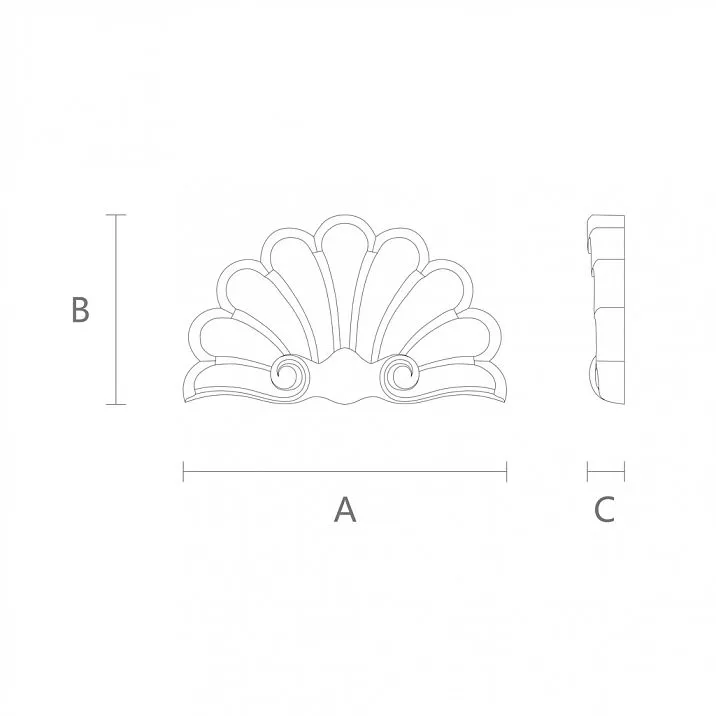 Wooden applique N-203 with carved shell drawing