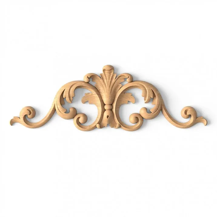 Oak or beech wooden inlay N-205 with luxurious Baroque carving to give furniture, doors, or walls a unique look