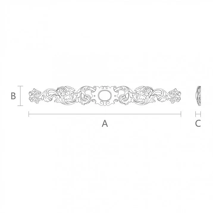 Wooden decorative element for interior design drawing