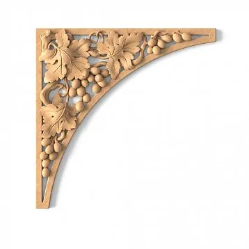 Wooden ornament N-261 in the shape of a grape cluster with leaves