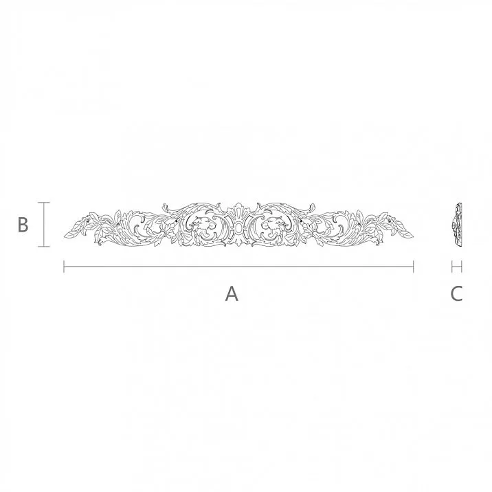 Classic carved insert from natural wood N-269 with symmetrical ornament drawing
