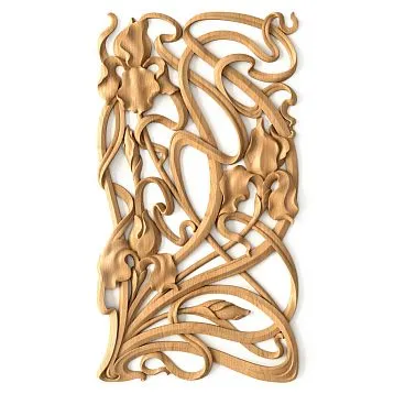 Wooden decorative element with wood carving - carved insert N-272R made of oak