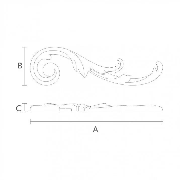 Decor made of natural wood: carved inlay N-290R drawing