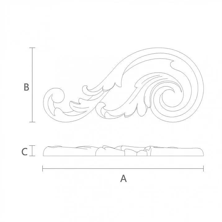 Elegant Carved Insert from Oak or Beech N-293L Drawing