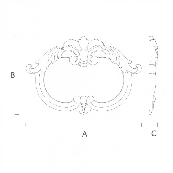 Strict carved wooden inlay from solid oak or beech N-314 drawing