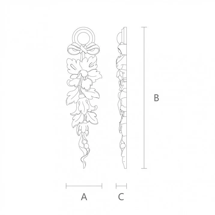 Carved Wooden Inlay N-315R Drawing