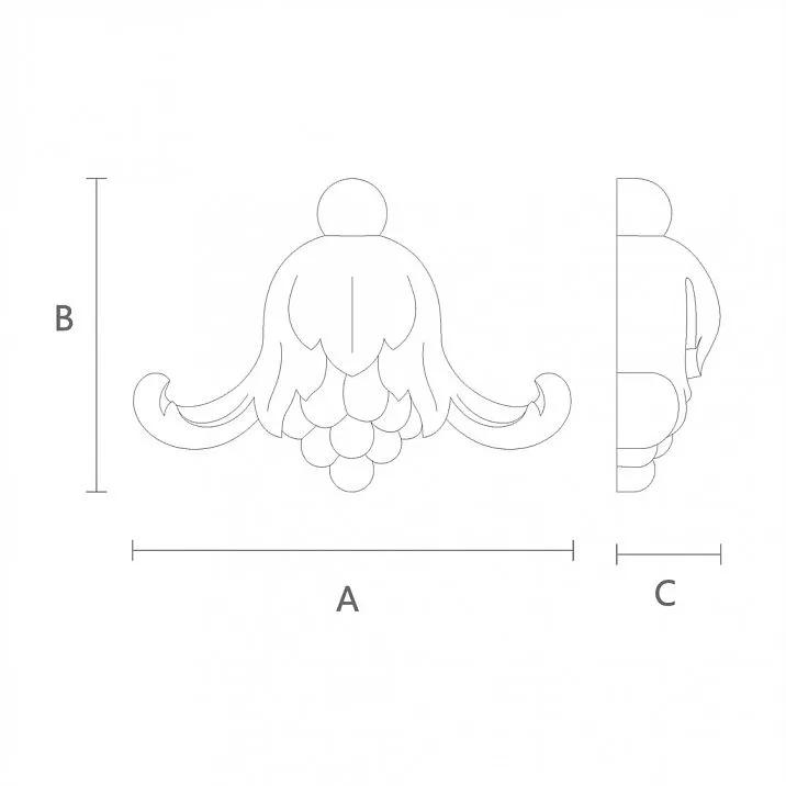 Wooden Mount with Carving - Inlay N-325 Drawing