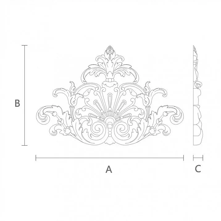 Wooden decor with carved geometric motif drawing