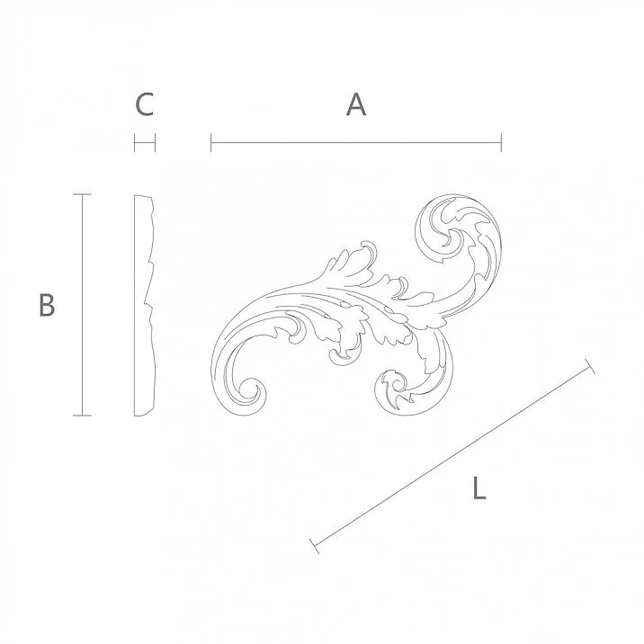 Wooden carved decorative elements drawing