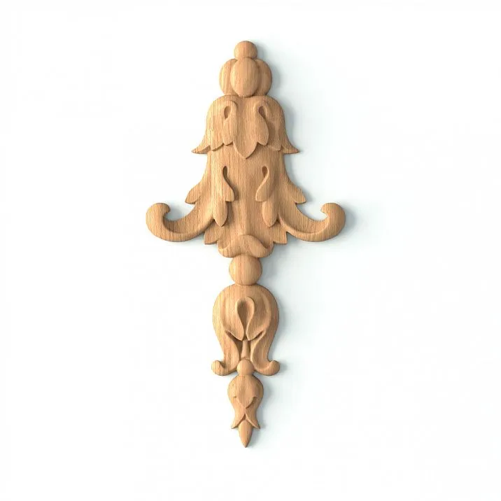 Decorative wooden applique N-371, carved, with floral ornament