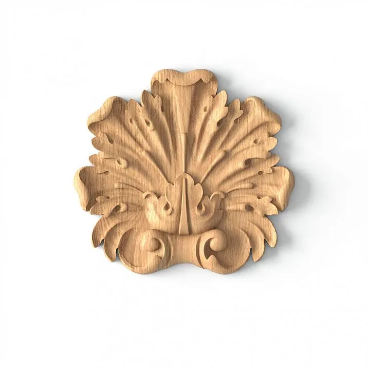 Carved wooden overlay with petals, for furniture decoration, N-381