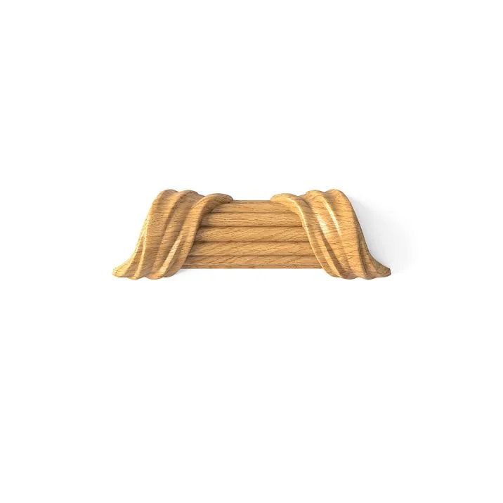 Carved appliqu&eacute; N-418 in wood, shaped like a curved ribbon