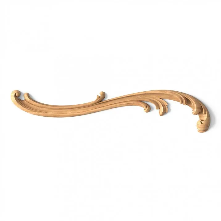 Wooden decor in the form of a branch with leaves and flowers - overlay N-427L, carved