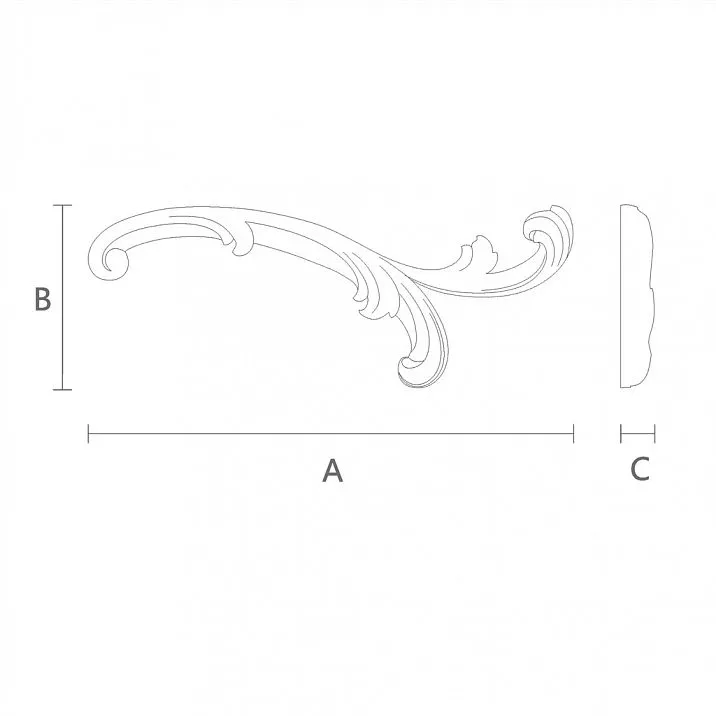 Decorative wooden mounting with carved leaf pattern drawing