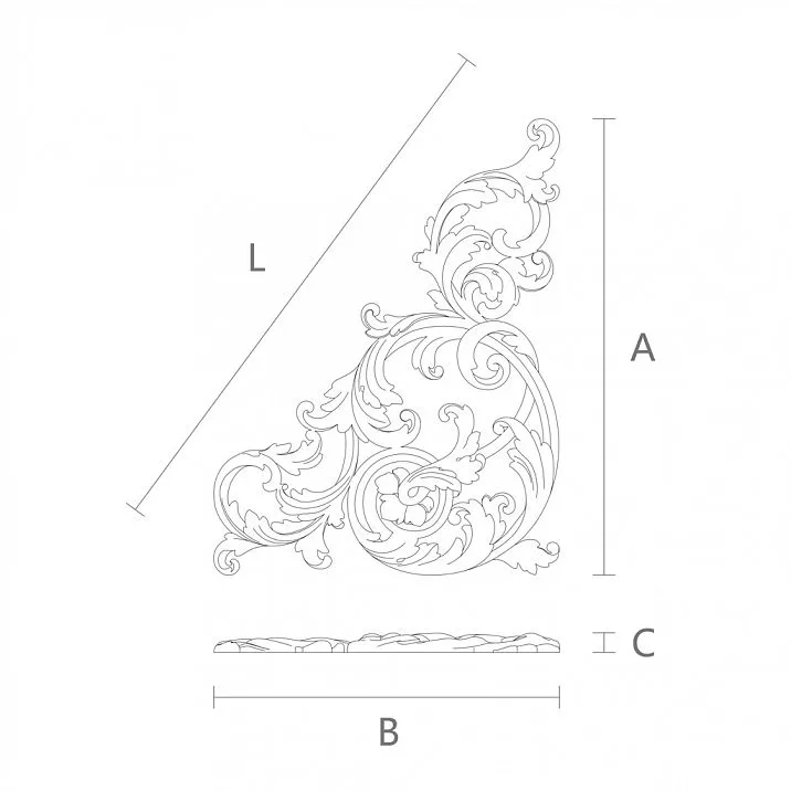 Applique with elegant design N-440R drawing